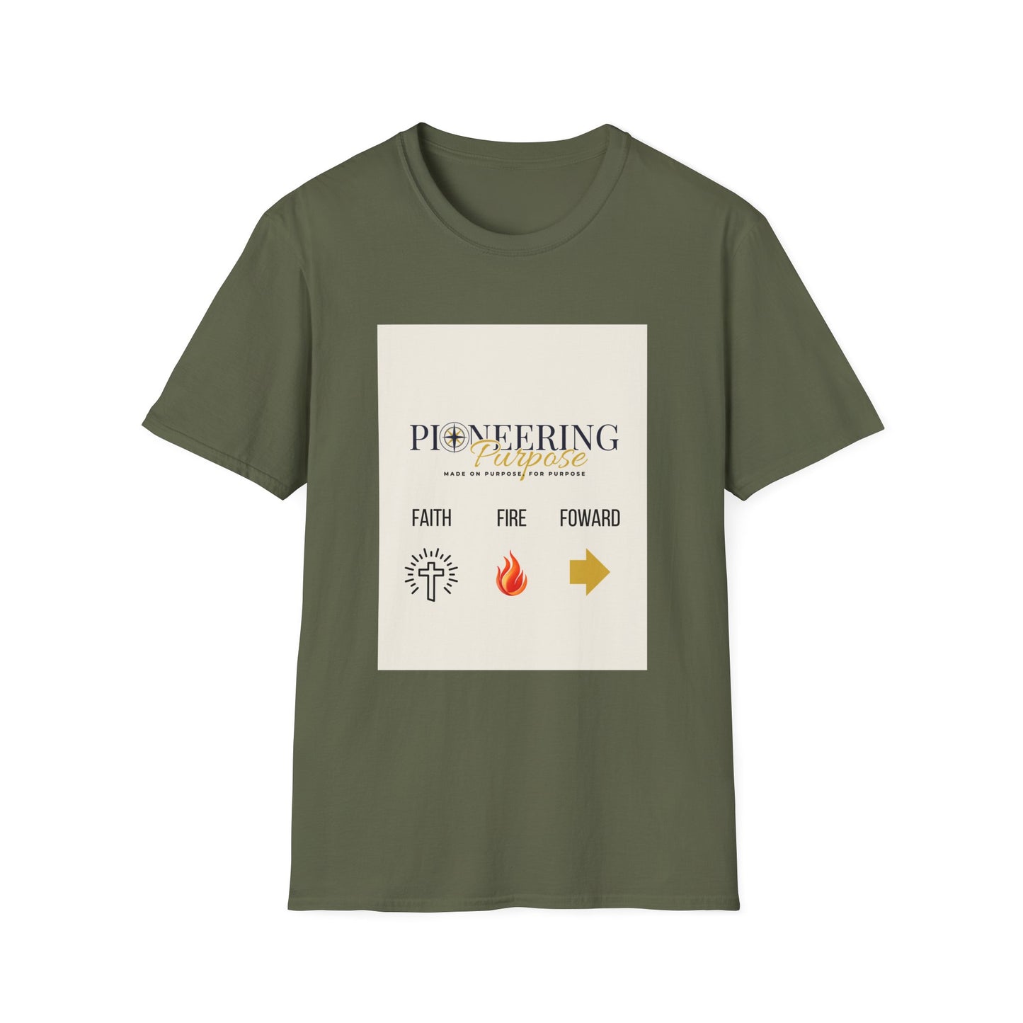 Faith, Fire, Purpose T-Shirt — Pioneering Purpose Inspirational Tee